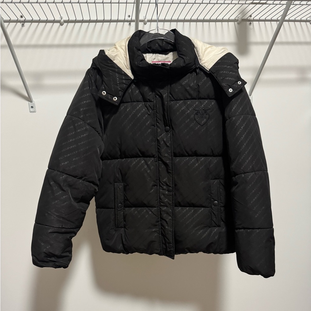 Pinko Kids Black and Cream Puffer Jacket/Coat Size Xxl (14)